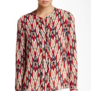 Laundry by Shelli Segal long sleeve ikat print blouse